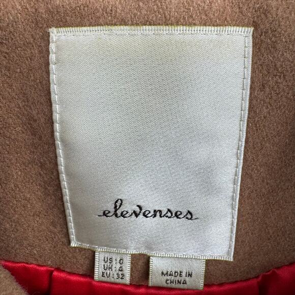 Elvenses Anthropologie Wool Toggle Button Overcoat Womens 0 Camel Brown - Picture 8 of 11